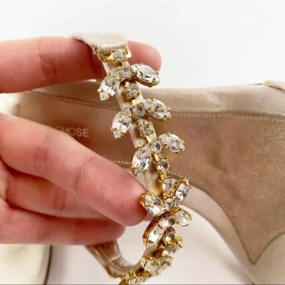 L'Autre Chose Cream Rhinestone Embellished Heel Evening Sandals Size 8 - Picture 13 of 15
